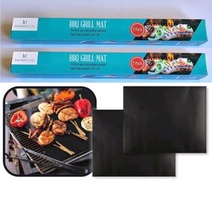 NEW BBQ GRILL MATS 16" x 13" Black Set of 2 (of 2 Pack), Total of 4 Mats